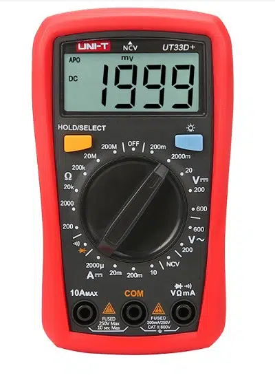 UNI-T UT33A+ Dijital Multimetre | Otomatik Kademeli | AC/DC Voltaj Akım Ölçer | Direnç, Kapasitans, Diyot ve Süreklilik Testi