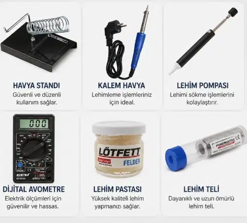6 parça Hobi Havya Seti Dijital Ölçü Aleti Lehim Yapma Set