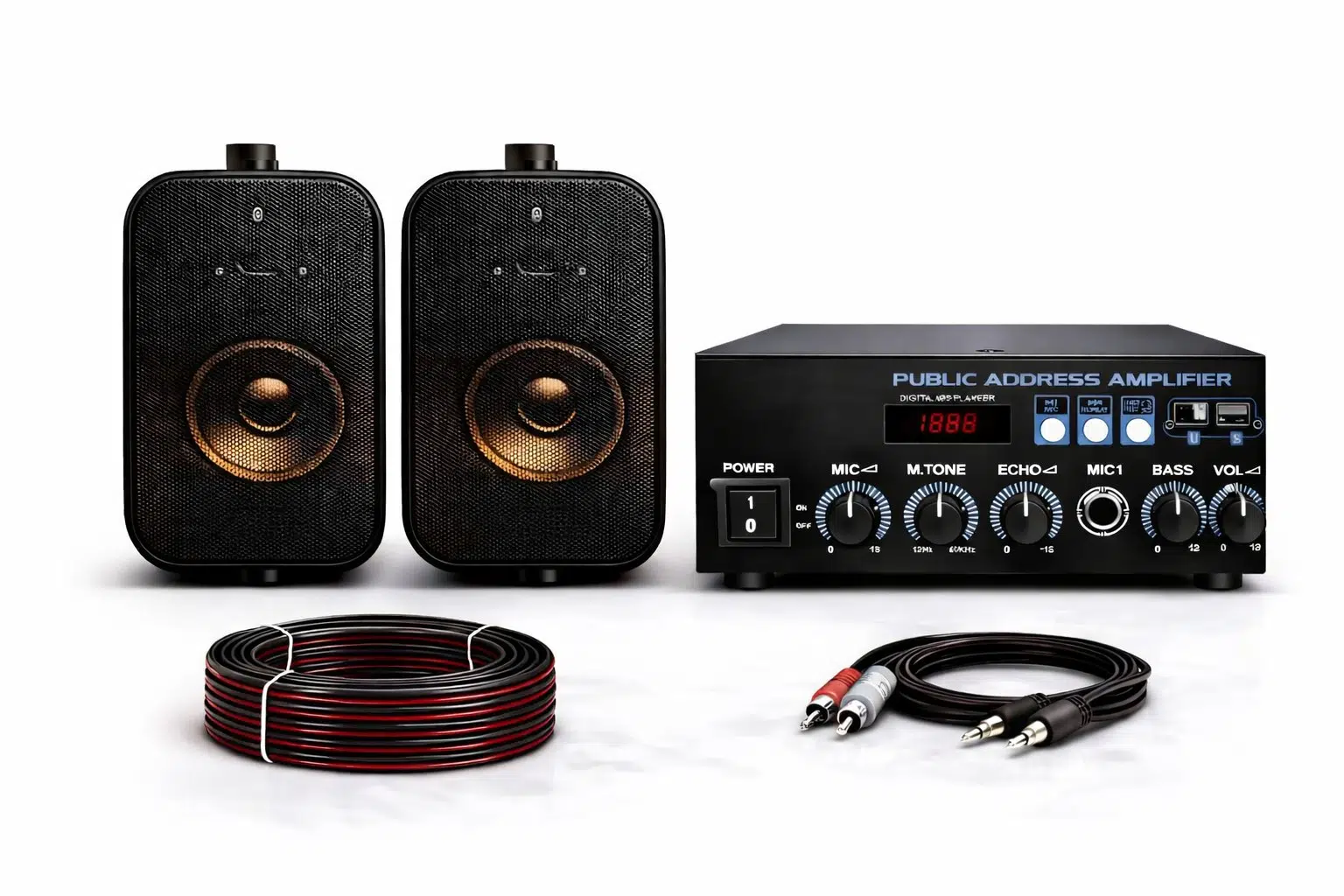 Ten, 2 Hoparlörlü Anfi Ses Sistemi | Mağaza, Cafe ve Restoran İçin Small Paket