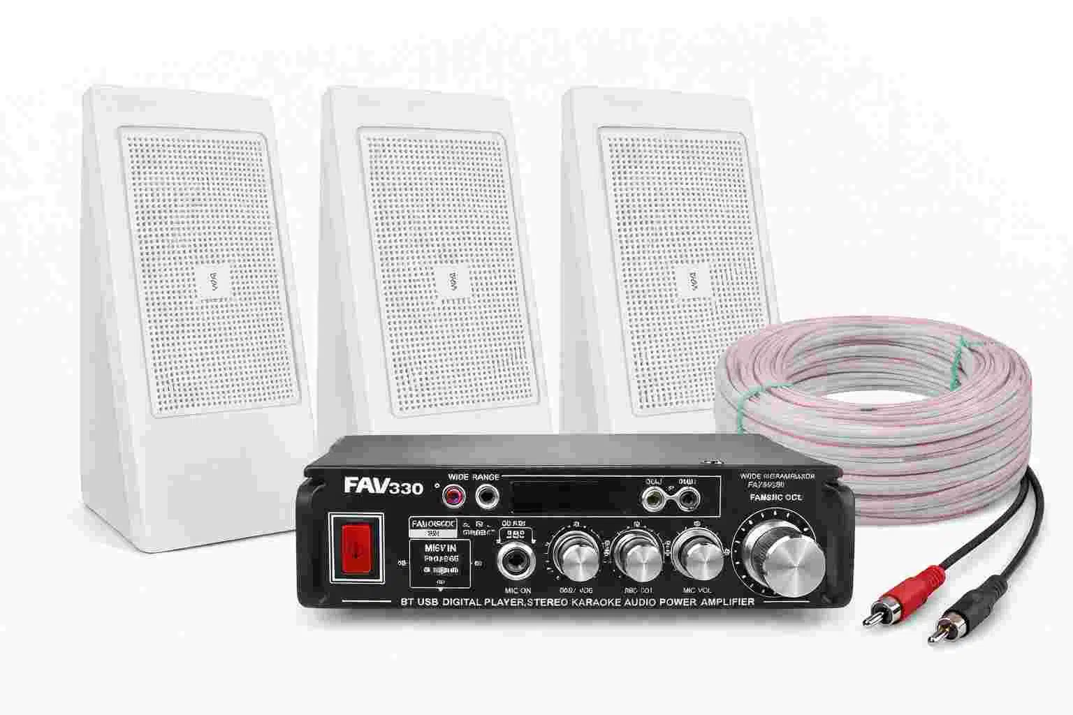 Ten, 3 Hoparlörlü Anfi Ses Sistemi | Masaj Salonu, Spa , Mağaza, Karavan Hafif Müzik Eco Seri