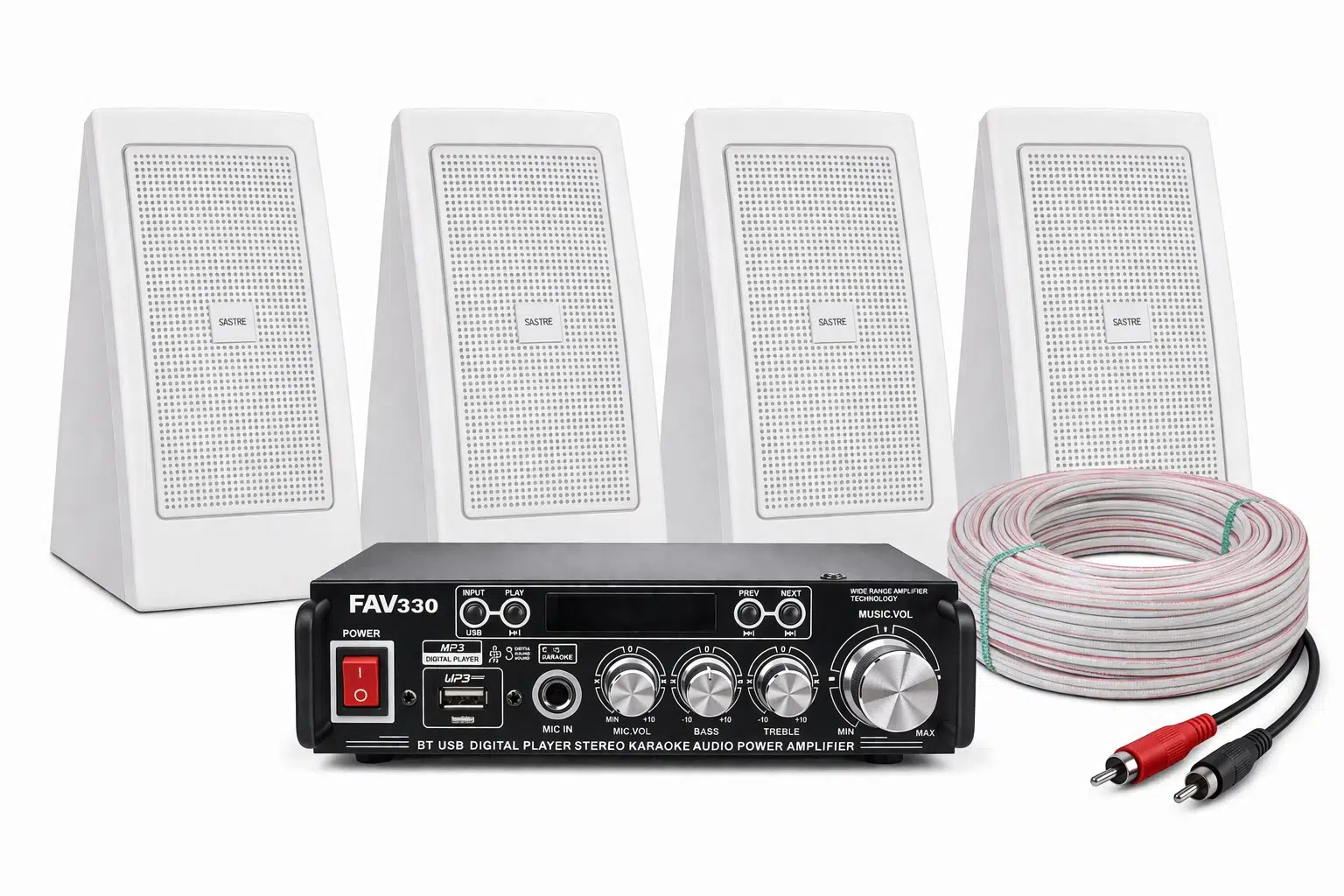 Ten, 4 Hoparlörlü Anfi Ses Sistemi | Masaj Salonu, Spa , Mağaza, Karavan Hafif Müzik Eco Seri