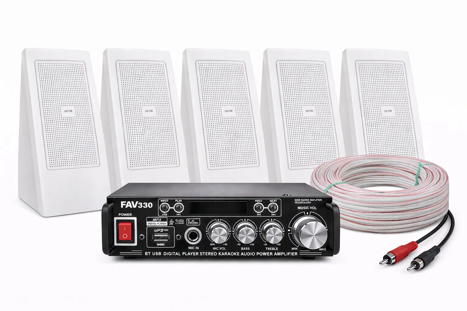 Ten, 5 Hoparlörlü Anfi Ses Sistemi | Masaj Salonu, Spa , Mağaza, Karavan Hafif Müzik Eco Seri