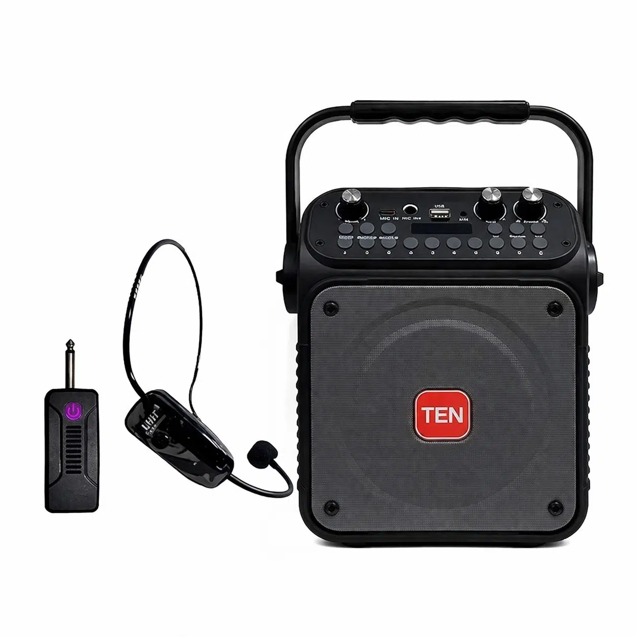 Ten,5'' Taşınabilir Rehber Anfi + Kablosuz Kafa Mikrofonlu | Bluetooth’lu Mevlüt ve Organizasyon Ses Sistemi