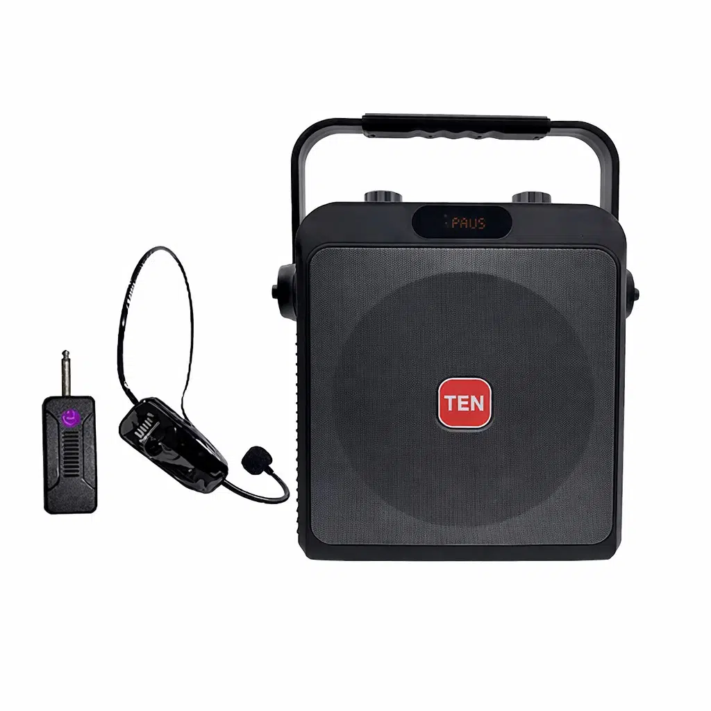Ten,6,5'' 70W Taşınabilir Rehber Anfi + Kablosuz Kafa Mikrofonlu | Bluetooth’lu Mevlüt ve Organizasyon Ses Sistemi