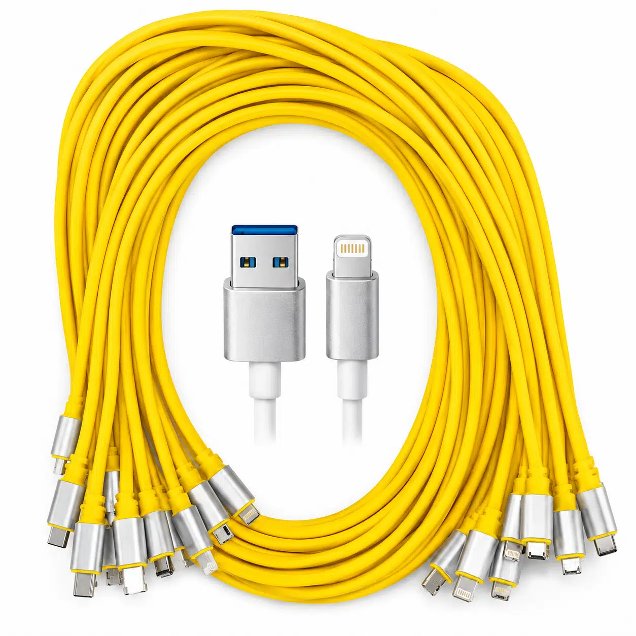 Mate A Kalite Silikonlu iPhone Şarj Kablosu USB Lightning Hızlı Şarj Data Kablosu Sarı Renk