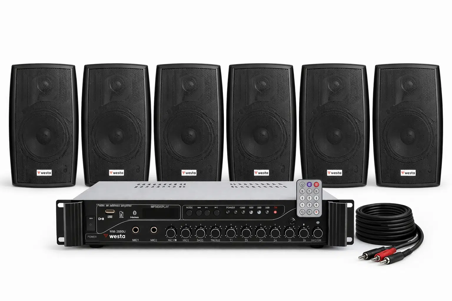 Ten, 6 Hoparlörlü Anfi Ses Sistemi | Mağaza, Cafe ve Restoran, Cami İçin XLarge Paket