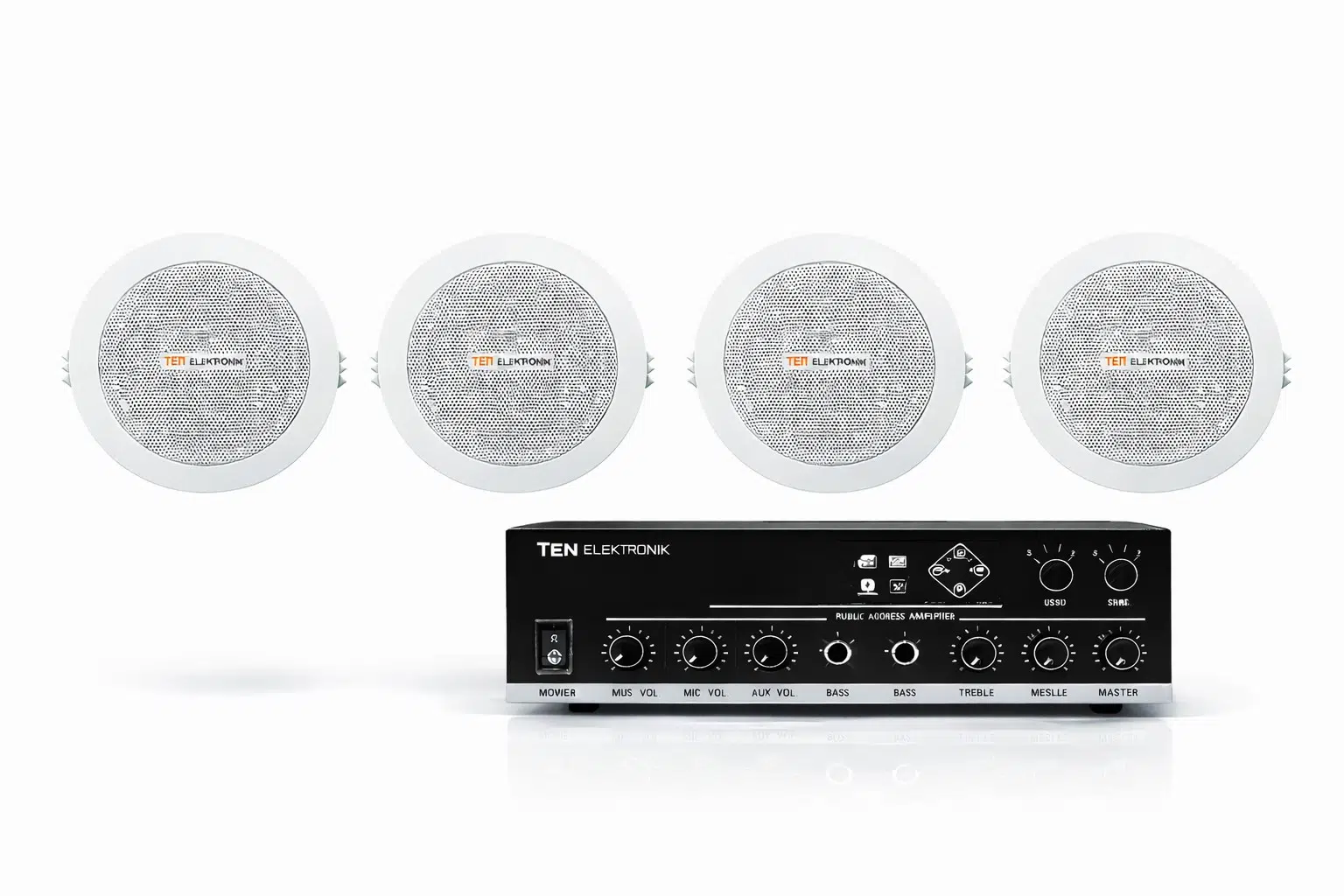 Ten, 6” Tavan Tipi Hoparlör Ses Sistemi | Mağaza, Restoran, Masaj Salonu Ses Sistemi 4+1