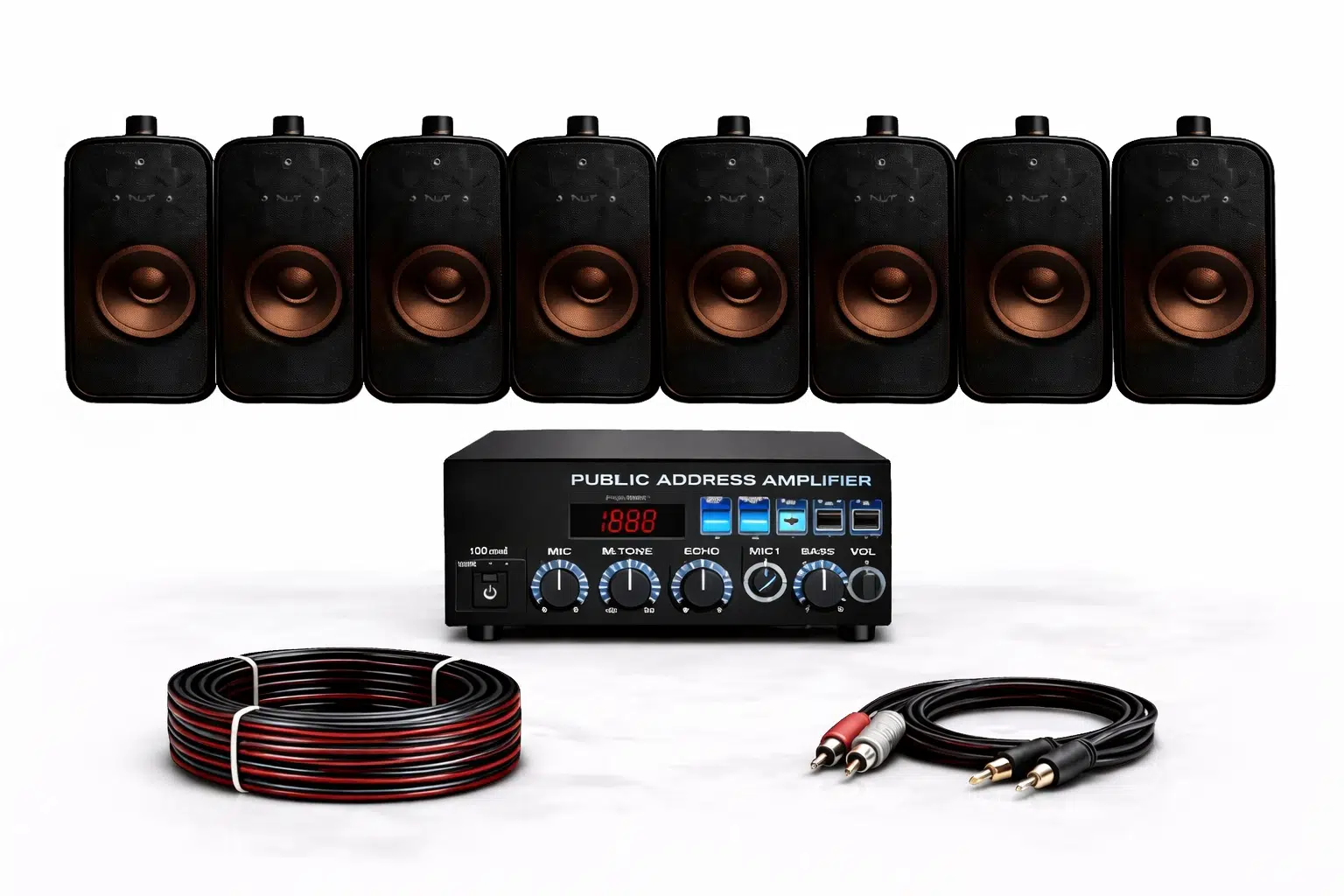 Ten, 8 Hoparlörlü Anfi Ses Sistemi | Mağaza, Cafe ve Restoran İçin Small Paket