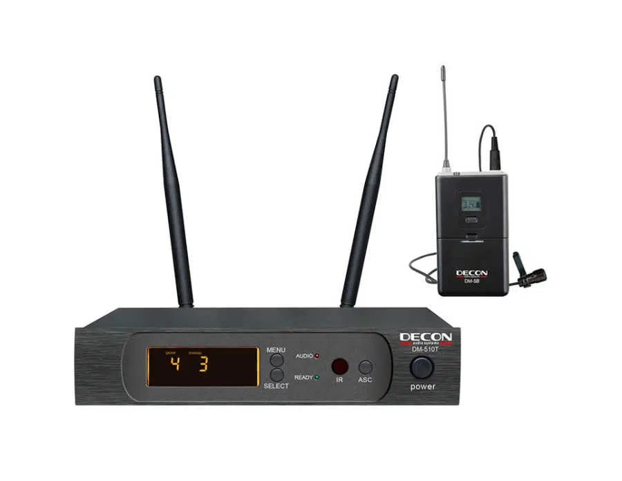 Ten, Decon DM-510T UHF Kablosuz Yaka Mikrofonu 100 Kanal IR Senkronizasyon Profesyonel Lavalier Mikrofon Seti