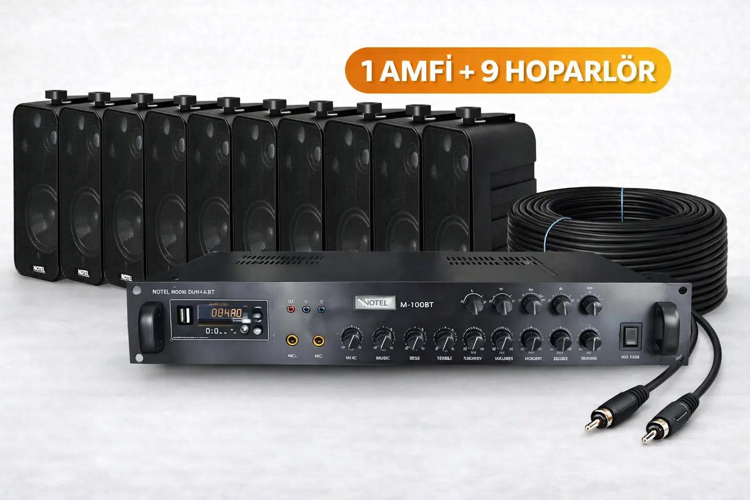 Ten, ECO SERİ Ses Sistemi Amfi + Duvar Tipi Hoparlör Seti | Cafe, Restoran, Mağaza, Masaj Salonu İçin | Bluetooth + USB