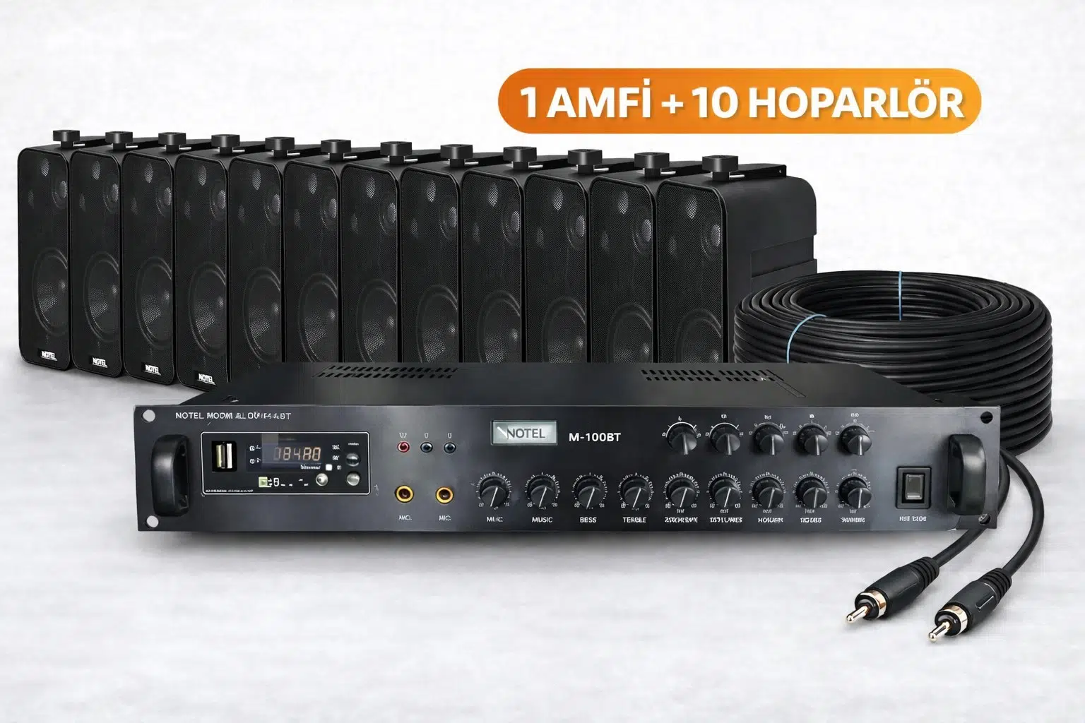 Ten, ECO SERİ Ses Sistemi Amfi + Duvar Tipi Hoparlör Seti | Cafe, Restoran, Mağaza, Masaj Salonu İçin | Bluetooth + USB