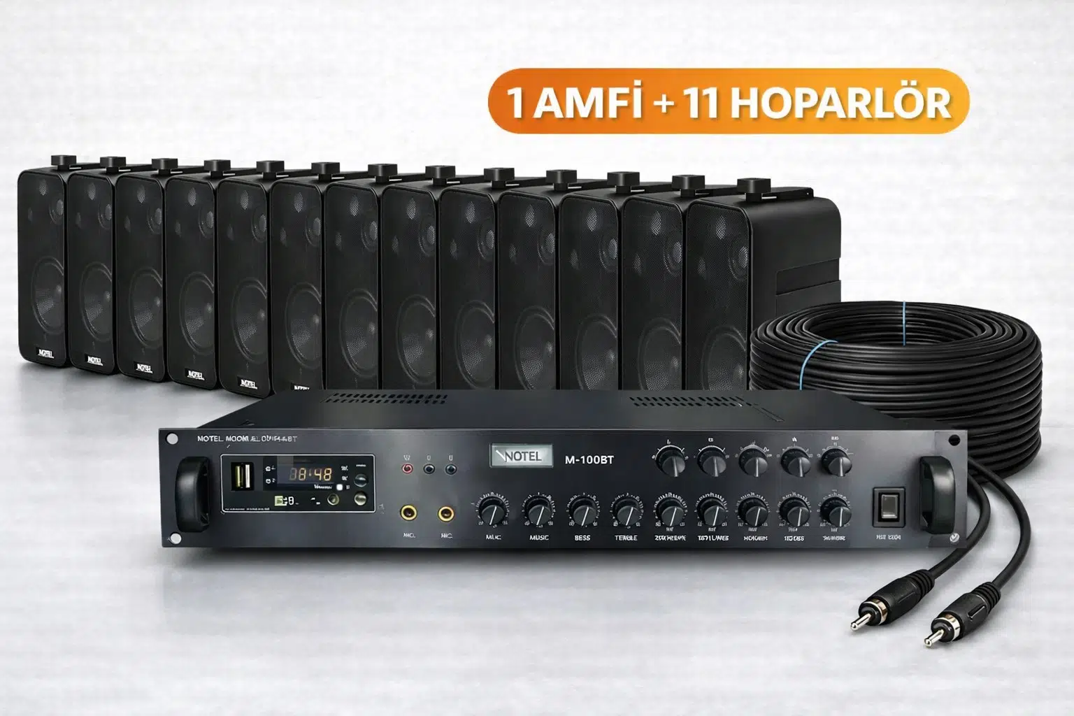 Ten, ECO SERİ Ses Sistemi Amfi + Duvar Tipi Hoparlör Seti | Cafe, Restoran, Mağaza, Masaj Salonu İçin | Bluetooth + USB