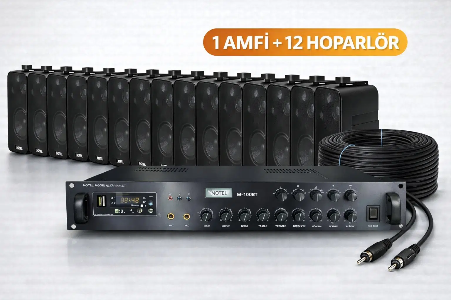 Ten, ECO SERİ Ses Sistemi Amfi + Duvar Tipi Hoparlör Seti | Cafe, Restoran, Mağaza, Masaj Salonu İçin | Bluetooth + USB