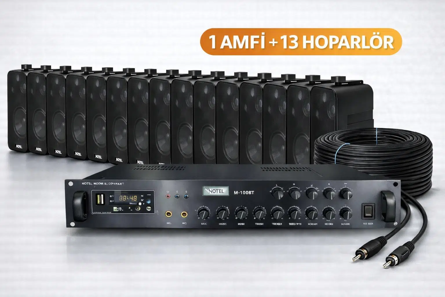 Ten, ECO SERİ Ses Sistemi Amfi + Duvar Tipi Hoparlör Seti | Cafe, Restoran, Mağaza, Masaj Salonu İçin | Bluetooth + USB