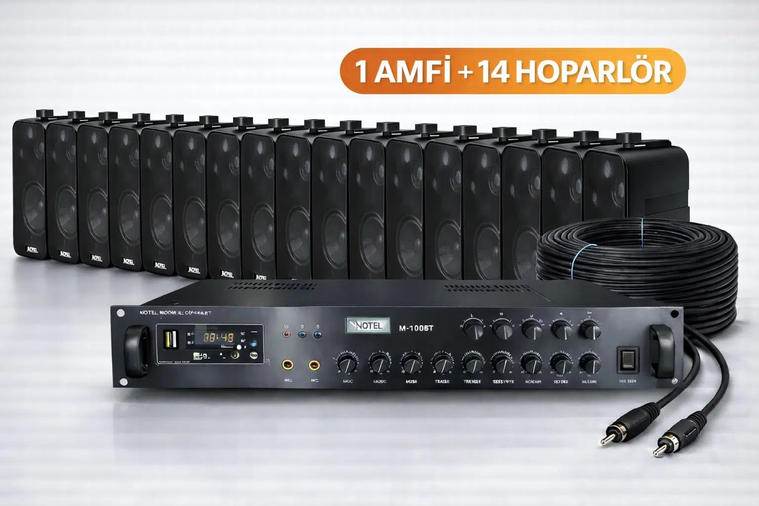 Ten, ECO SERİ Ses Sistemi Amfi + Duvar Tipi Hoparlör Seti | Cafe, Restoran, Mağaza, Masaj Salonu İçin | Bluetooth + USB