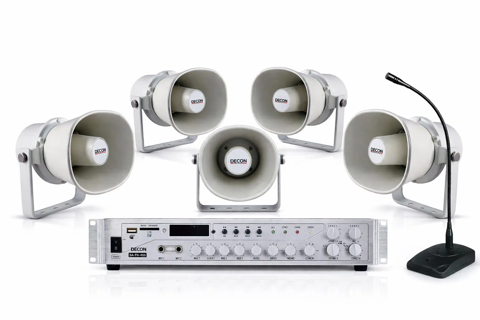 Ten, Mağaza, fabrika, okul, cami, depo ve geniş alanlarda müzik yayını ve anons sistemi 5+1