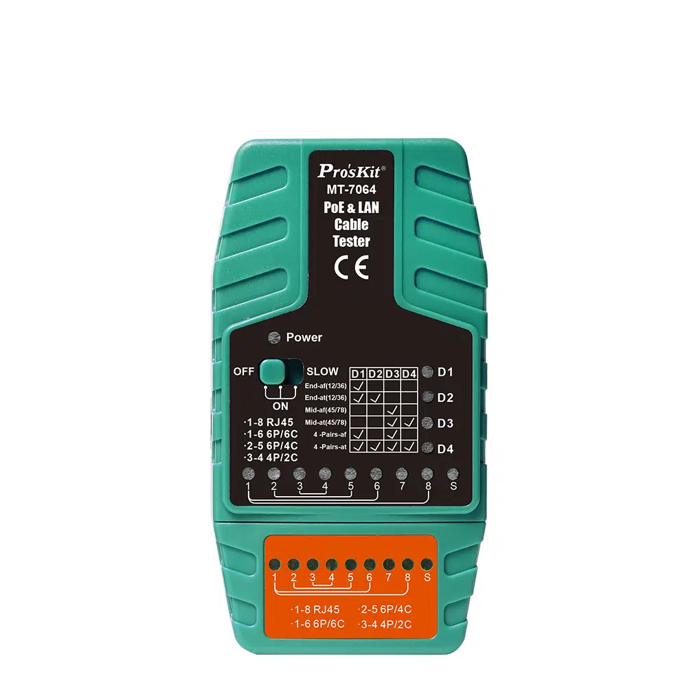 Ten, Proskit MT-7064 PoE ve LAN Kablo Test Cihazı RJ45 RJ11 Network Tester