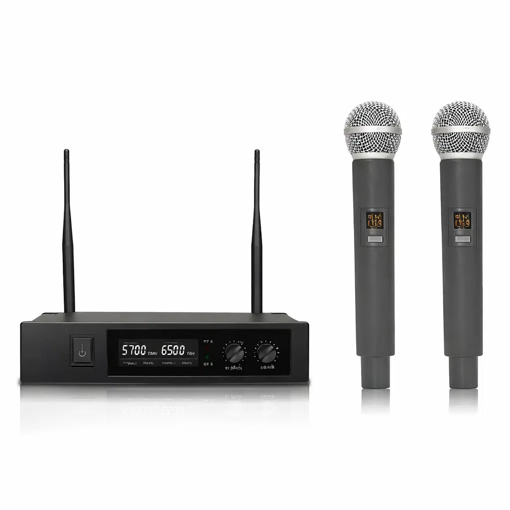 Ten, UHF Kablosuz Mikrofon Seti Çift Kanallı 2x16 Kanal Profesyonel El Mikrofonu Okul ve Organizasyon Mikrofonu