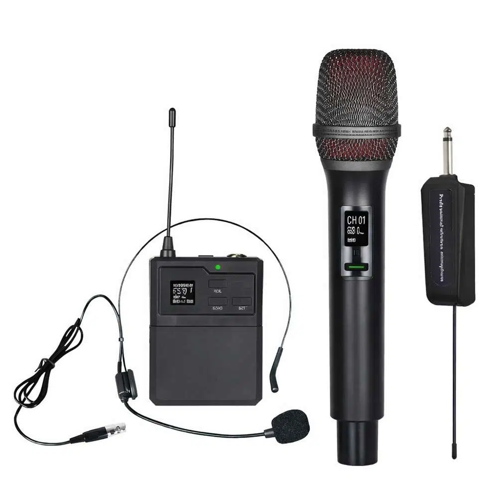 UHF Kablosuz Çift Yaka Mikrofon Seti | Profesyonel El + Yaka Mikrofon Sistemi