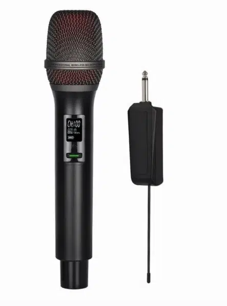 UHF Kablosuz Tek El Mikrofon – Taşınabilir Alıcılı, Dijital Ekranlı