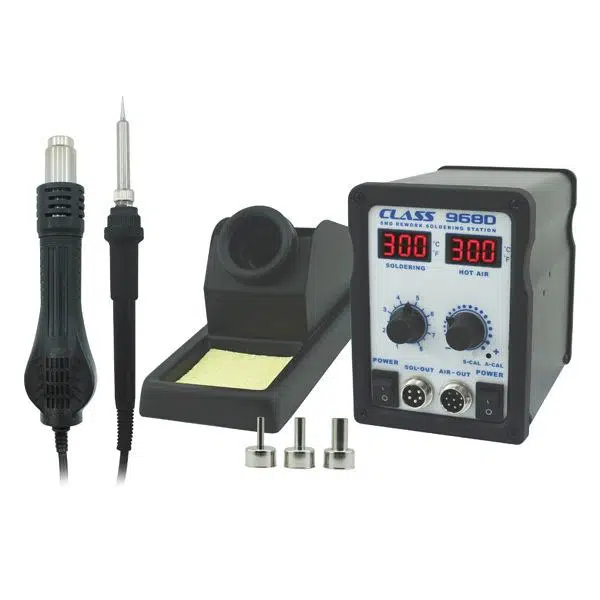 Class 968D Çift LED Ekran Sıcak Hava ve Havya İstasyonu | Profesyonel Rework Station